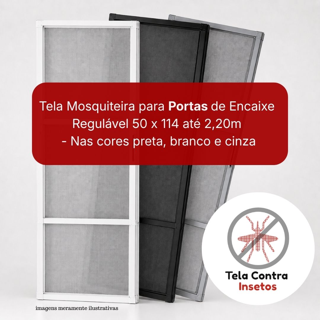 Tela mosquiteira de encaixe regulável para portas de correr