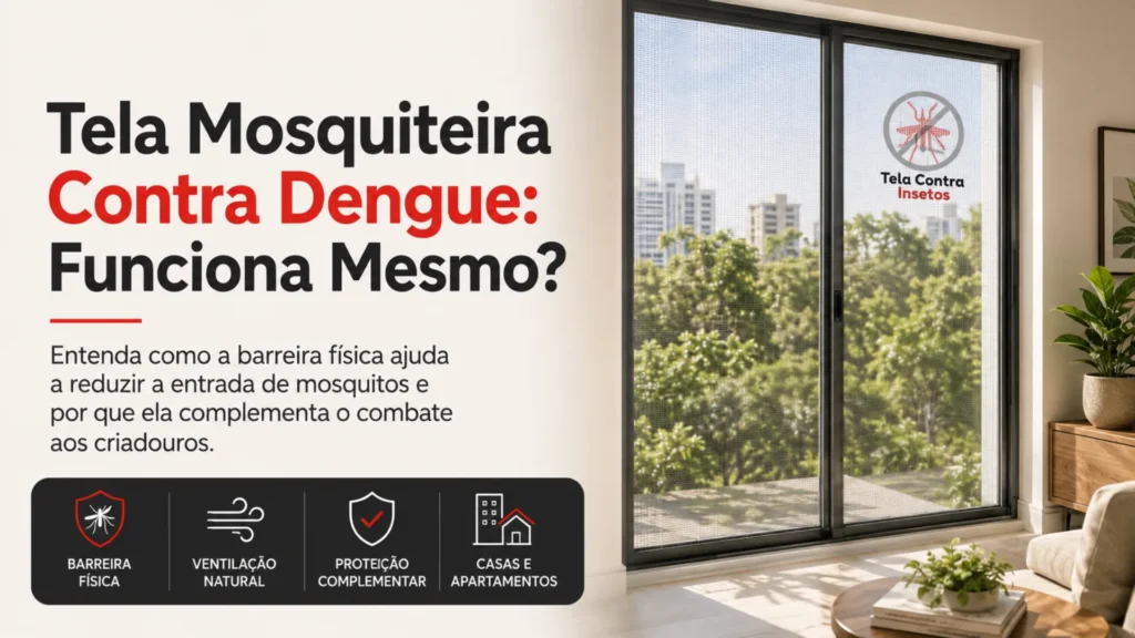 Tela mosquiteira instalada em janela ajudando a reduzir a entrada de mosquitos em casa